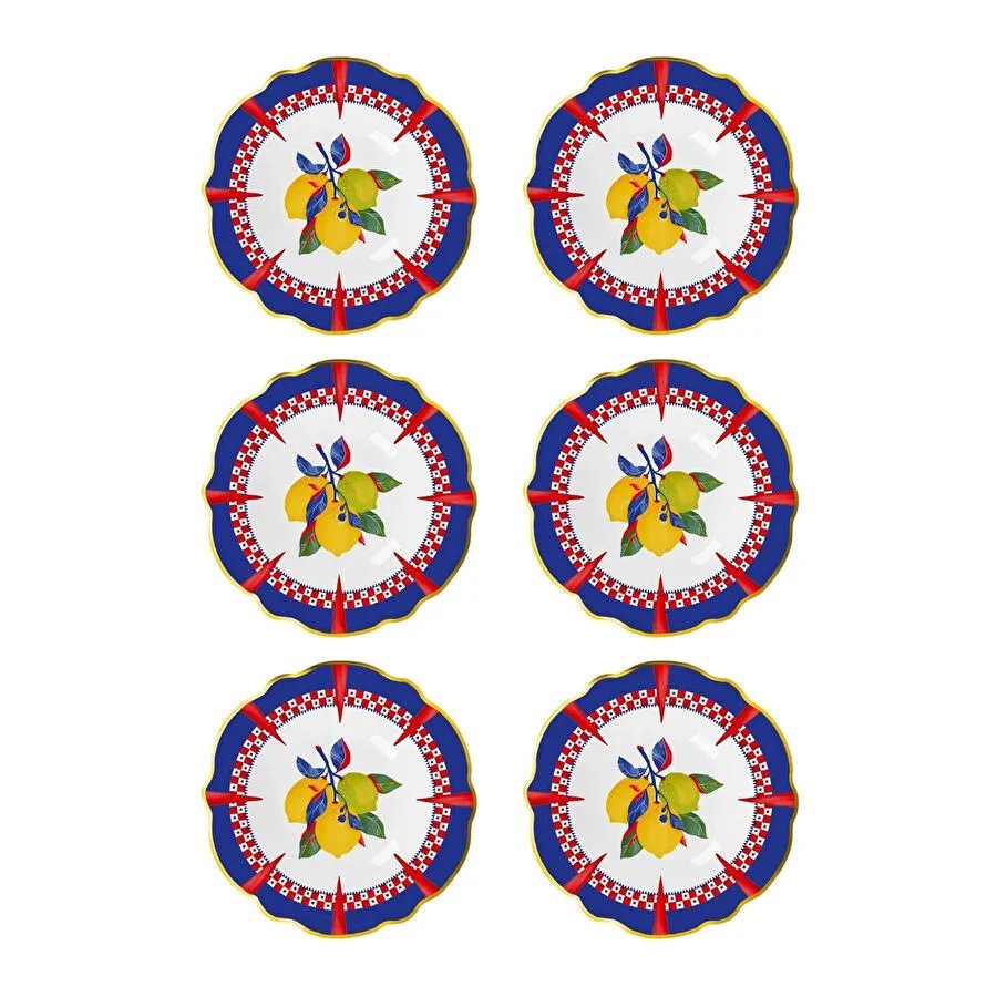 Baci Milano Dolce Vita 6'lı Limon Çukur Tabak 23 cm Porselen