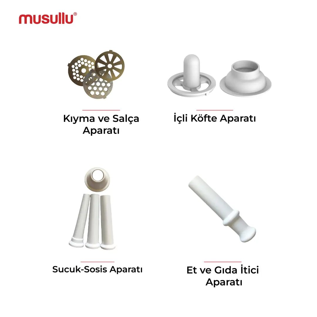 Musullu 1300W Et Kiyma, Icli Kofte, Salca, Sosis, Sucuk Makinesi, rende