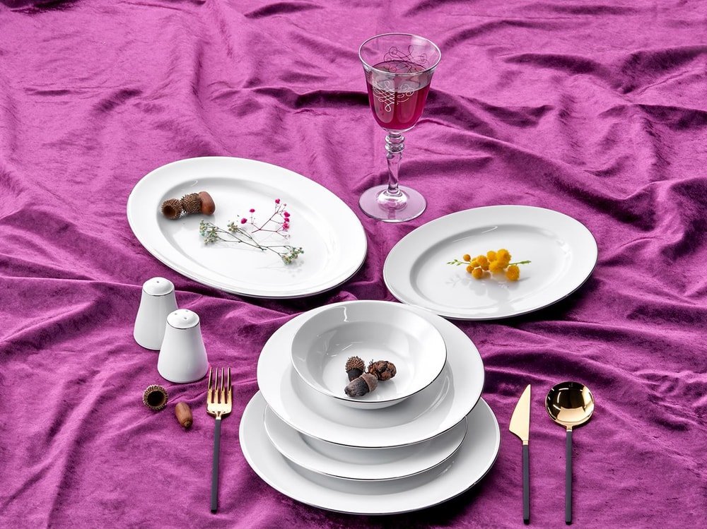 Taç Alyona 53 Parça 12 Kişilik Yemek Takımı Platin