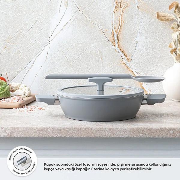 Emsan Swiss Cyrstal RS Karnıyarık Tenceresi Gri 24 cm