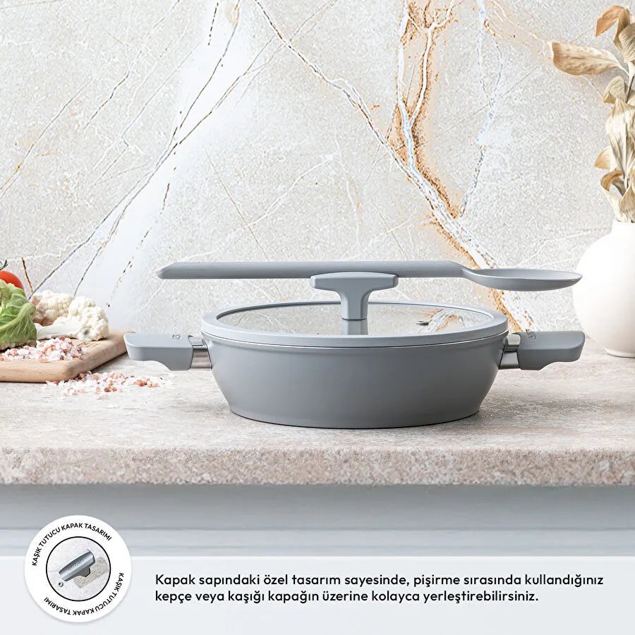 Emsan Swiss Cyrstal RS Karnıyarık Tenceresi Gri 24 cm
