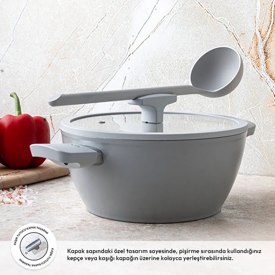Emsan Swiss Cyrstal RS Derin Tencere Gri 24 cm