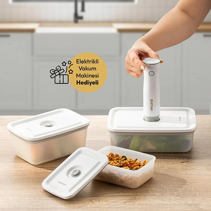 Emsan Freshlock Vakum Makineli 3'lü Saklama Kabı