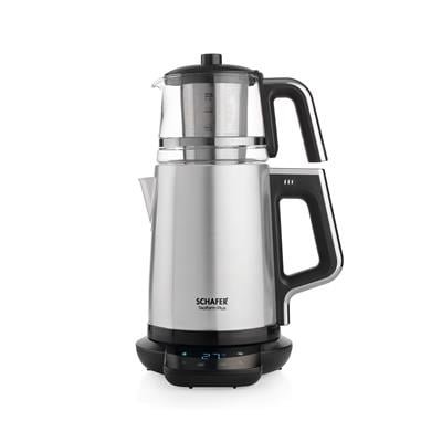 Schafer Teaform Plus Dijital Paslanmaz Çay Makinesi-Inox/Cam Demlik