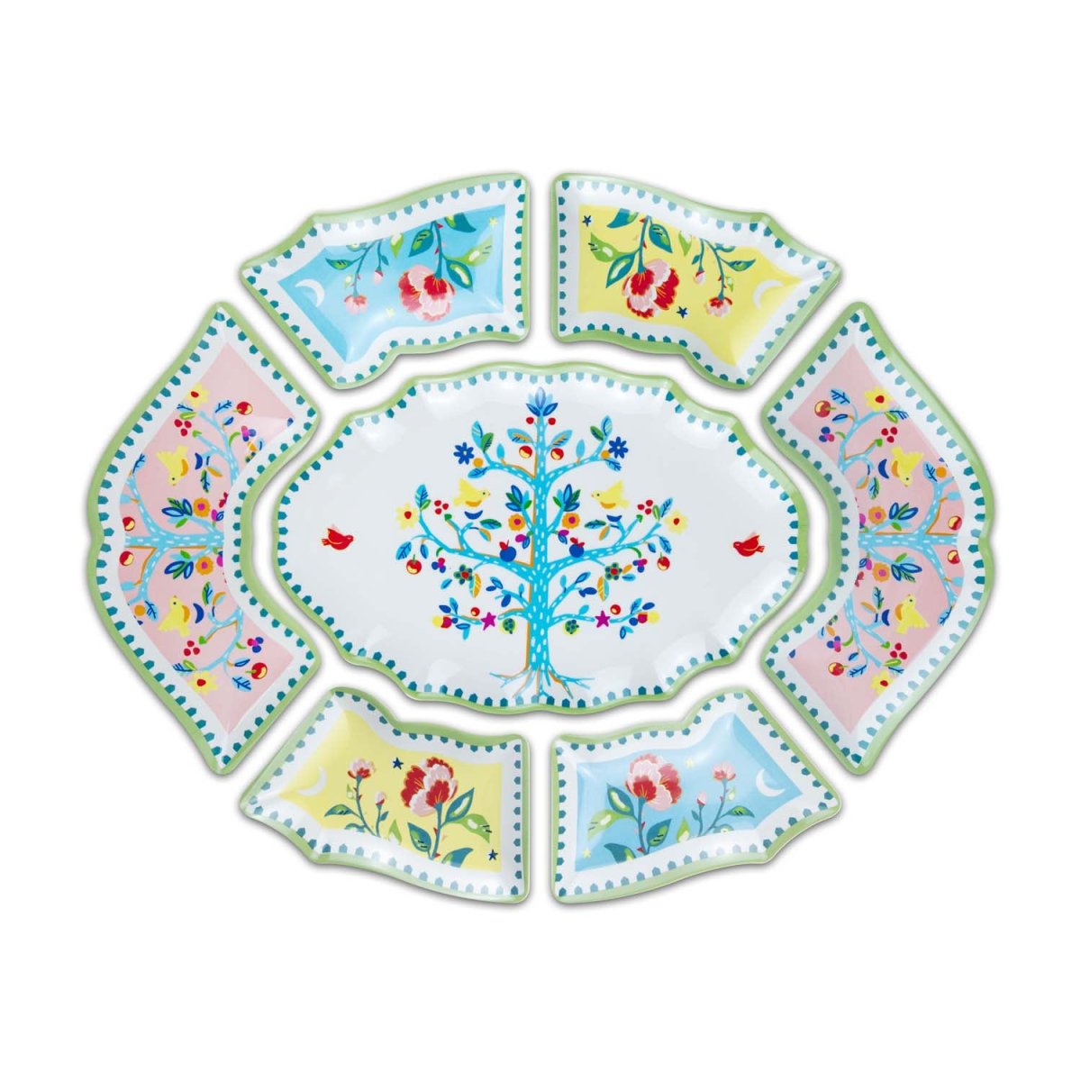 Baci Milano Mamma Mia Ağaç Desenli 7 Parça Meze Tabağı 50 cm x 60 cm