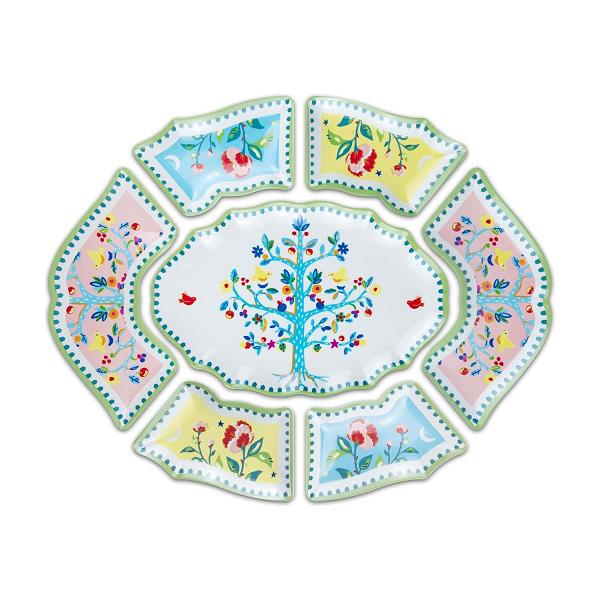 Baci Milano Mamma Mia Ağaç Desenli 7 Parça Meze Tabağı 50 cm x 60 cm
