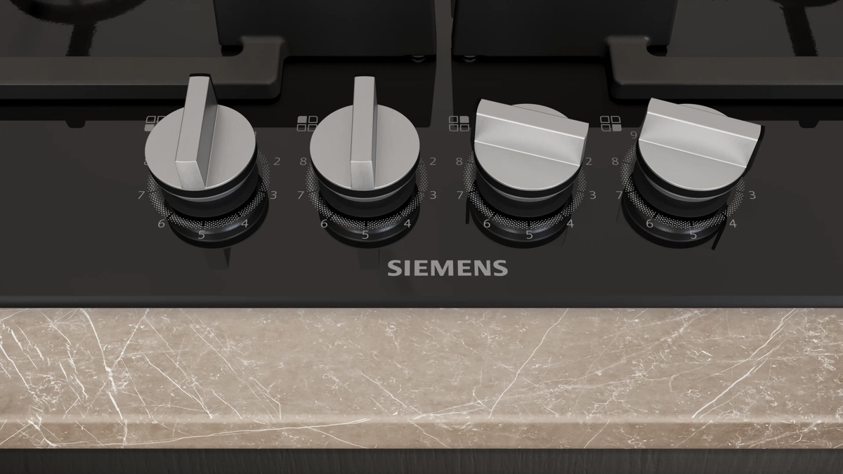Siemens iQ500 Gazlı Ocak 60 cm Sert cam, Siyah