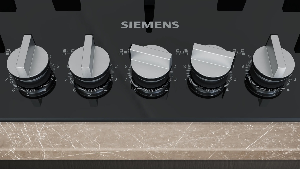 Siemens iQ500 Gazlı Ocak 90 cm Sert cam, Siyah
