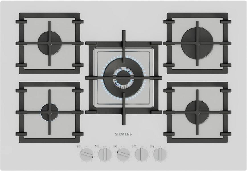 Siemens iQ500 Gazlı Ocak 75 cm Sert cam, Beyaz