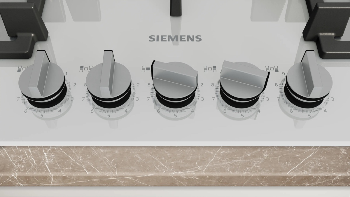 Siemens iQ500 Gazlı Ocak 75 cm Sert cam, Beyaz