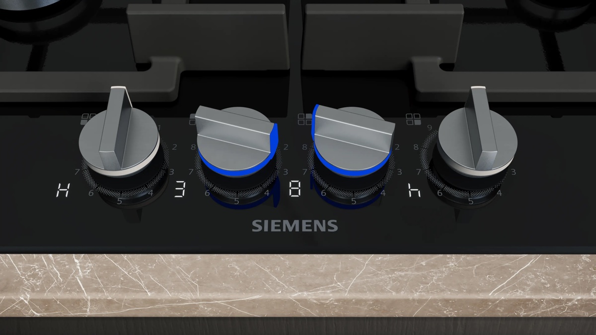 Siemens iQ700 Gazlı Ocak 60 cm Sert cam, Siyah