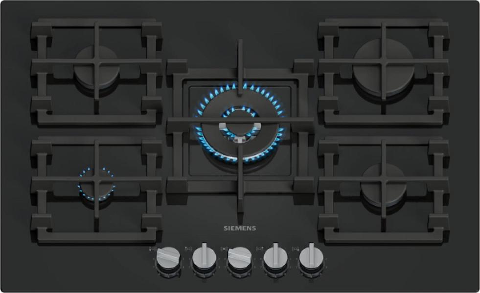 Siemens iQ500 Gazlı Ocak 75 cm Sert cam, Siyah