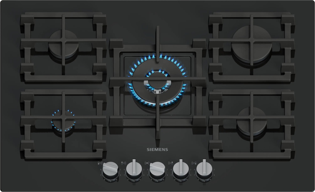 Siemens iQ500 Gazlı Ocak 75 cm Sert cam, Siyah