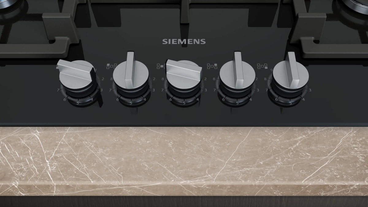 Siemens iQ500 Gazlı Ocak 75 cm Sert cam, Siyah