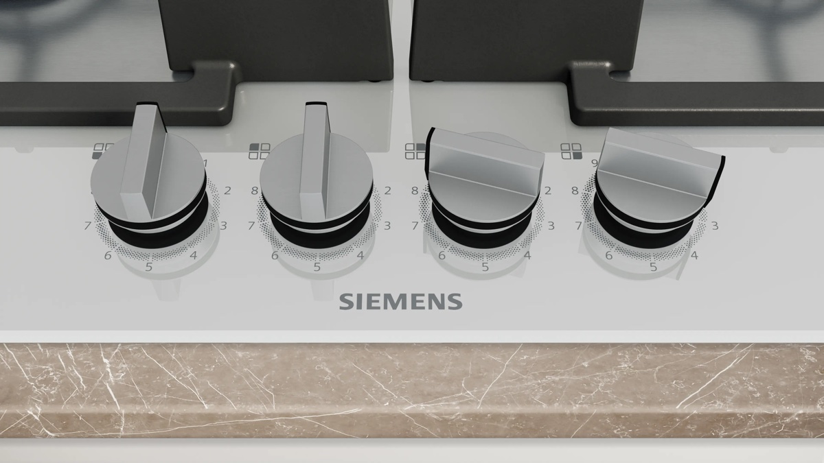 Siemens iQ500 Gazlı Ocak 60 cm Sert cam, Beyaz