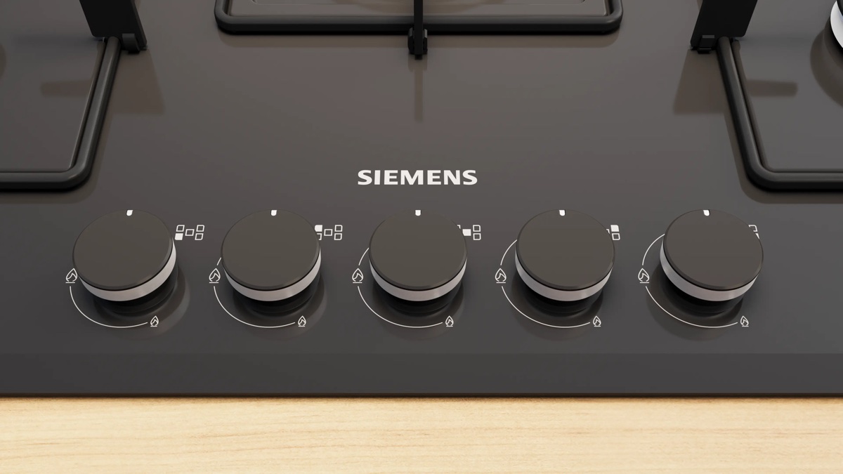 Siemens EN7B6QP30O iQ300 Gazlı Ocak 75 cm Sert cam, Siyah