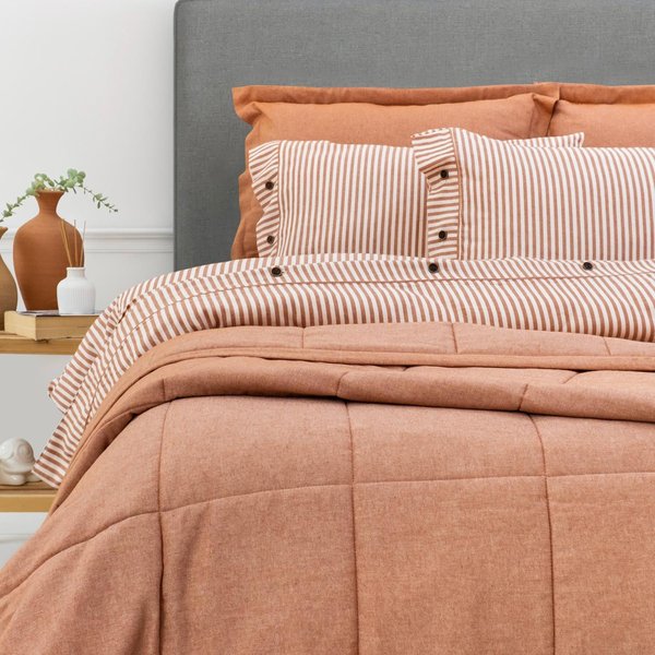 Schafer Home Loria Yatak Örtüsü ve Nevresim Seti 7 Parça-Turuncu