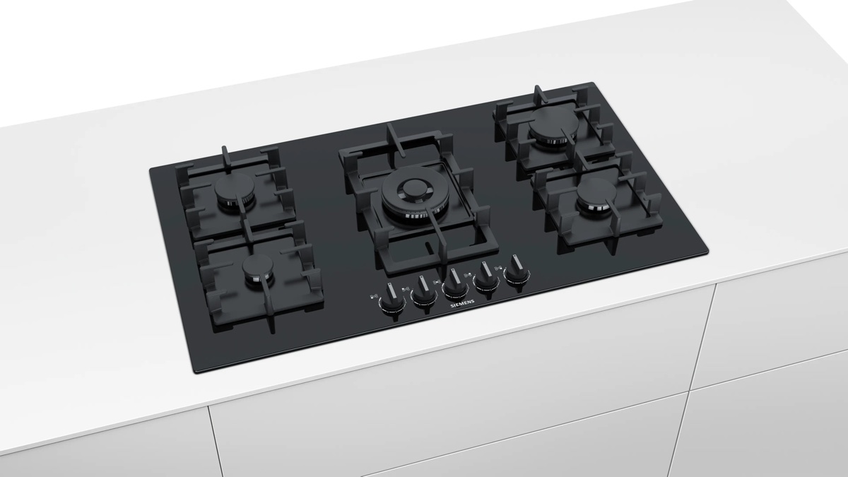 Siemens EP9A6QB90 iQ500 Gazlı Ocak 90 cm Sert cam, Siyah