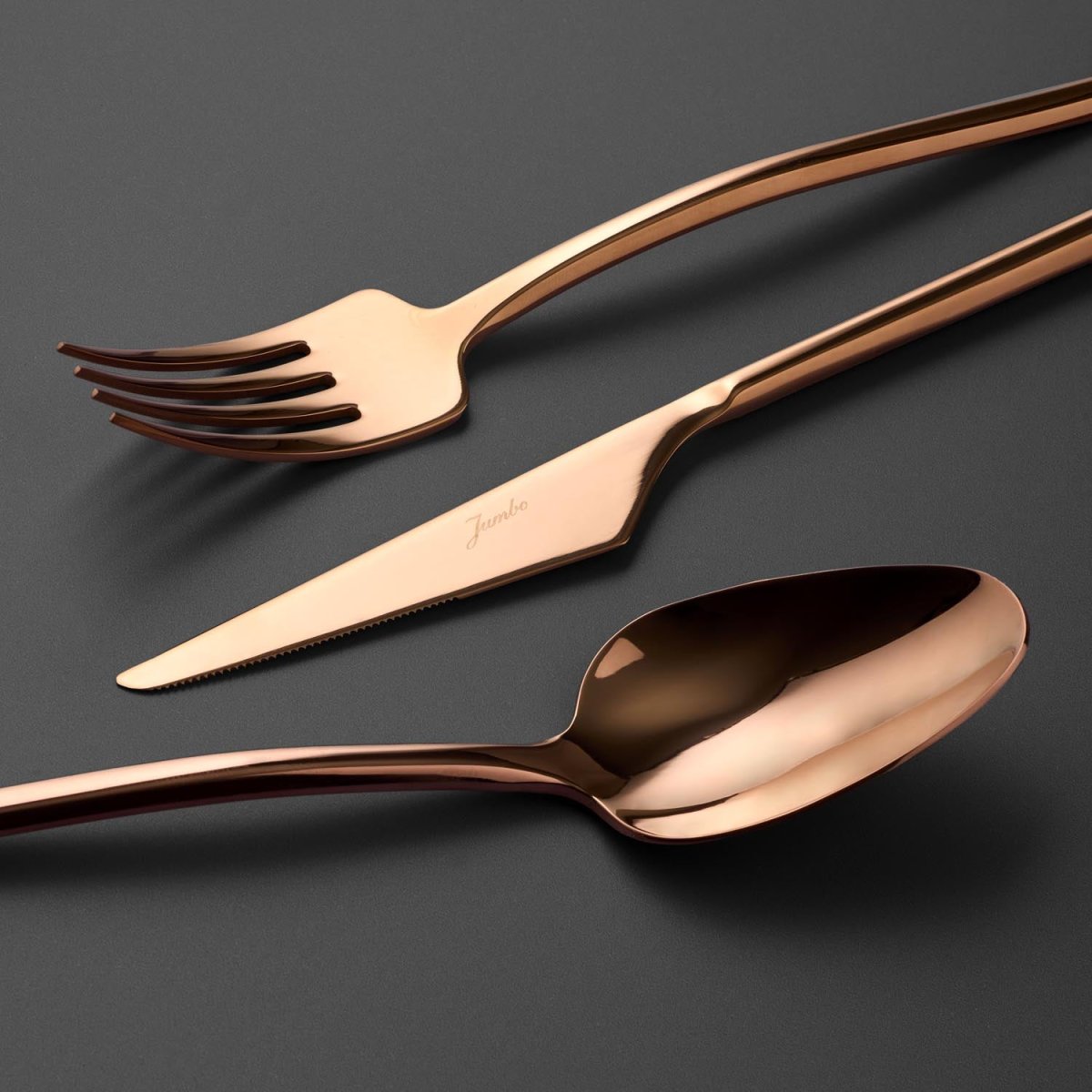Jumbo 5500 Titanyum Bronz 12 Kişilik 84 Parça Çatal Kaşık Bıçak Seti