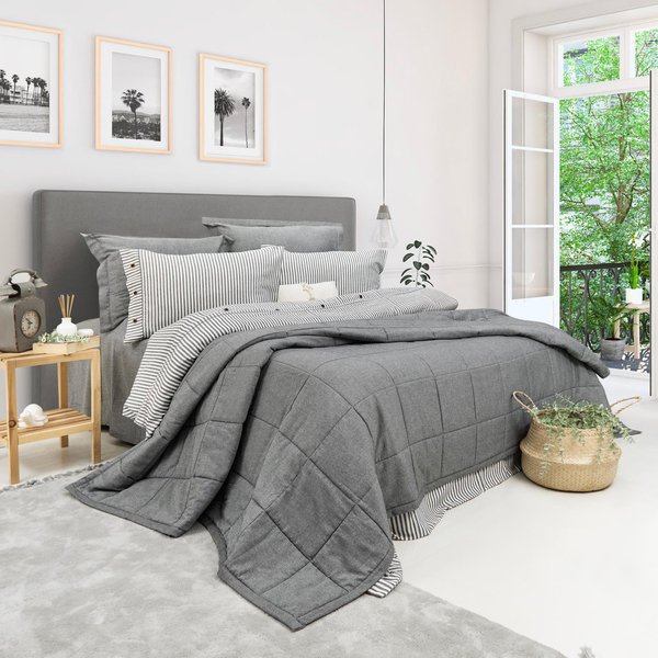 Schafer Home Loria Yatak Örtüsü ve Nevresim Seti 7 Parça-Antrasit