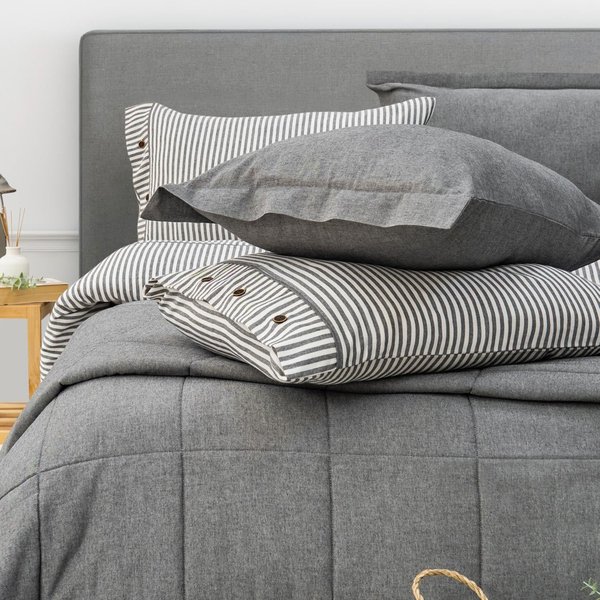 Schafer Home Loria Yatak Örtüsü ve Nevresim Seti 7 Parça-Antrasit