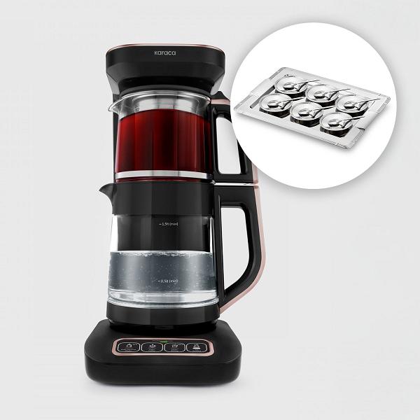 Karaca Çaysever Robotea Pro Konuşan Çay Makinesi Rosegold & Jumbo 4200 Çelik Çay Seti