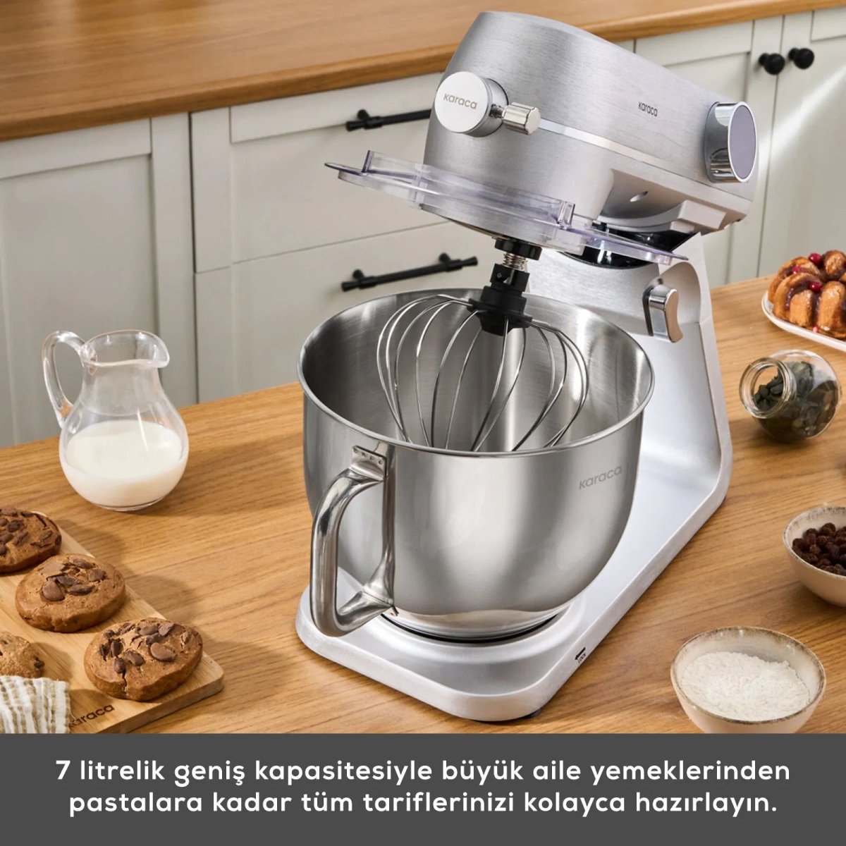 Karaca Multichef Artisan Digital Ekran Döküm Stand Mikser Silver Brushed 1800W 7L