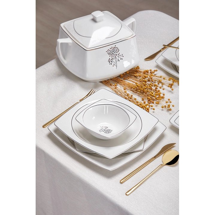 Taç Real Bone Tia Gold 60 Parça 12 Kişilik Yemek Takımı