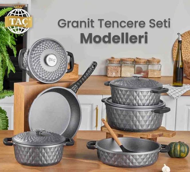 Taç Luna Granit 3lü Güveç Seti Gri