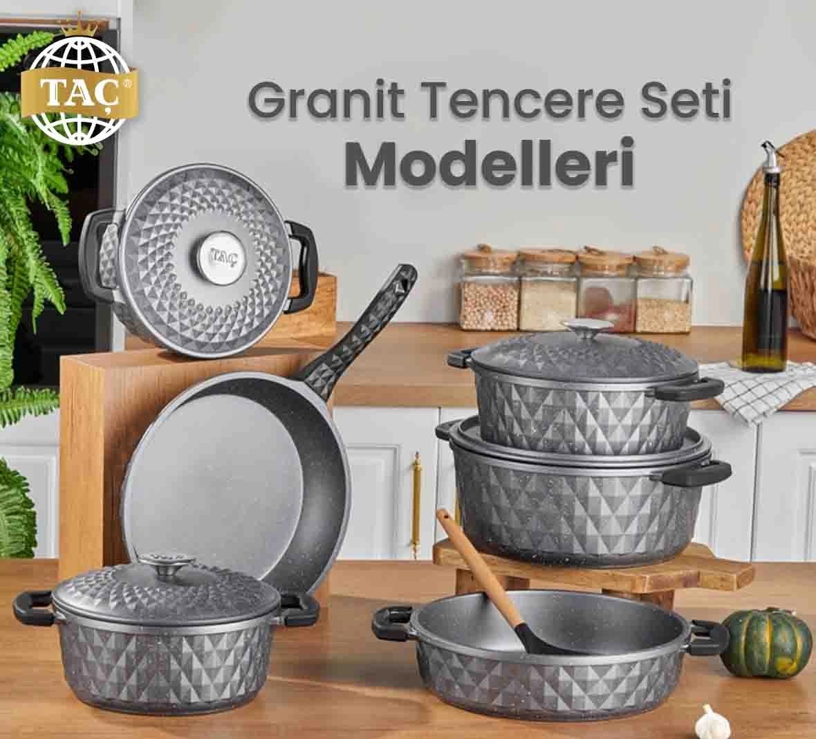 Taç Luna Granit 3lü Güveç Seti Gri