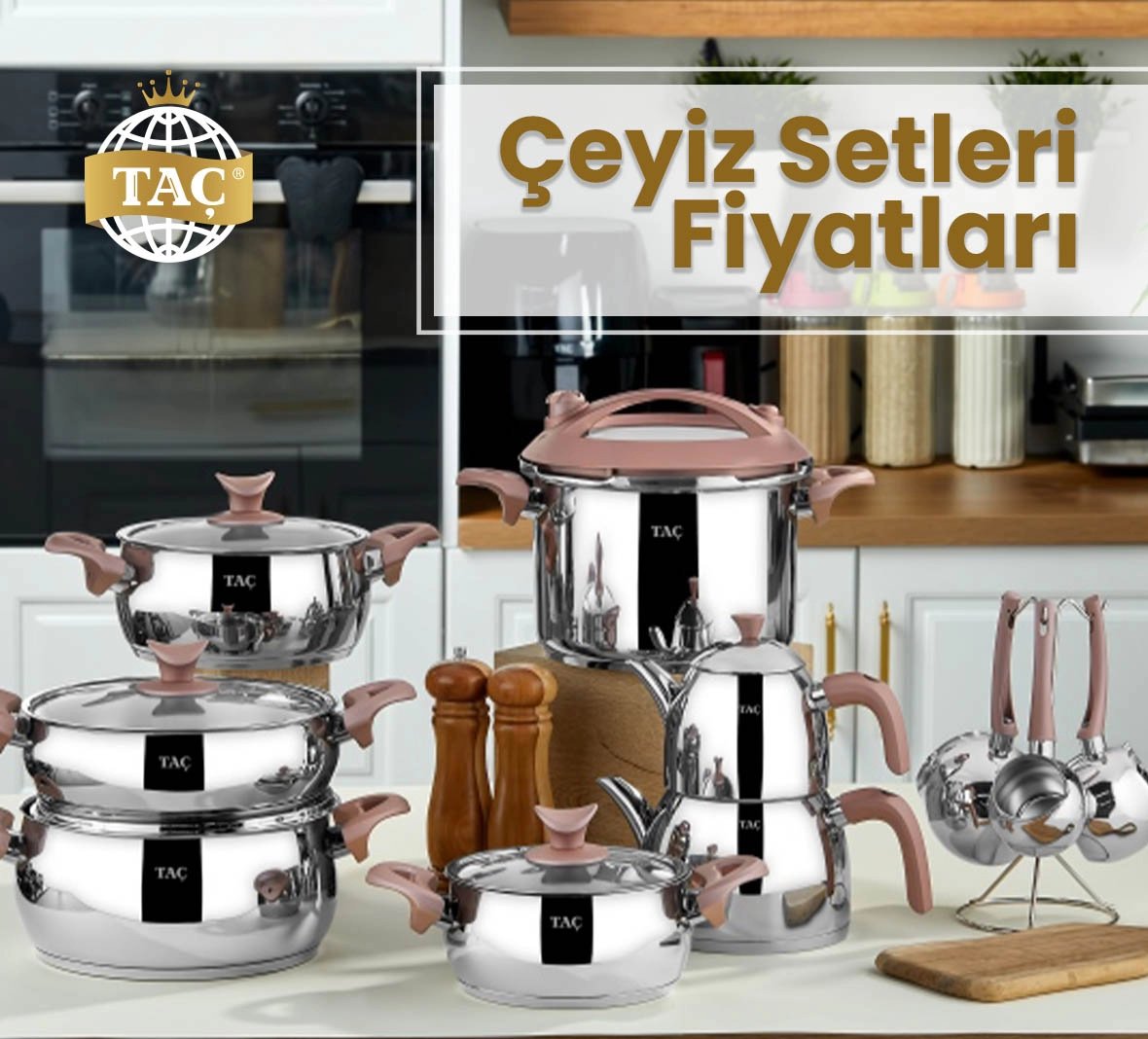 TAÇ VALLENA XL 17 PRÇ ÇELİK ÇEYİZ SETİ PLATİN