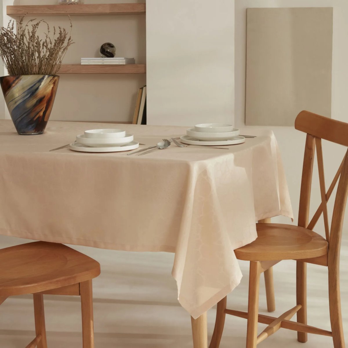 Karaca Home Hera Çiçekli Pvc Masa Örtüsü Ekru