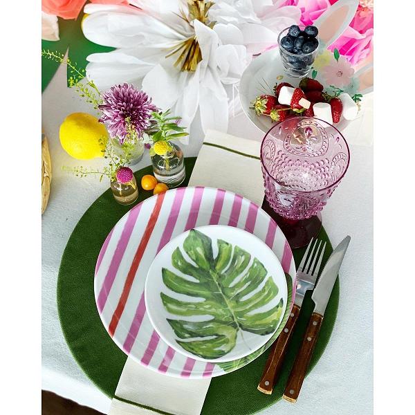 Fern&Co Miami Pink Beach Collection Büyük Tabak 4 Lü Set