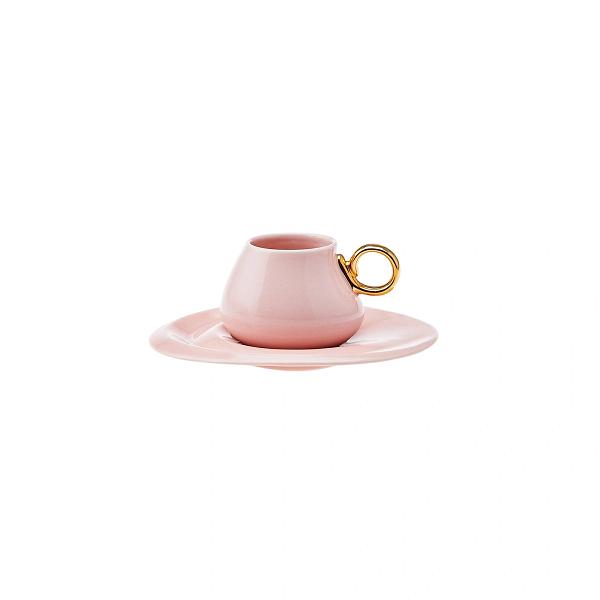Rice El Yapımı Seramik Fincan - Pembe Çiçek