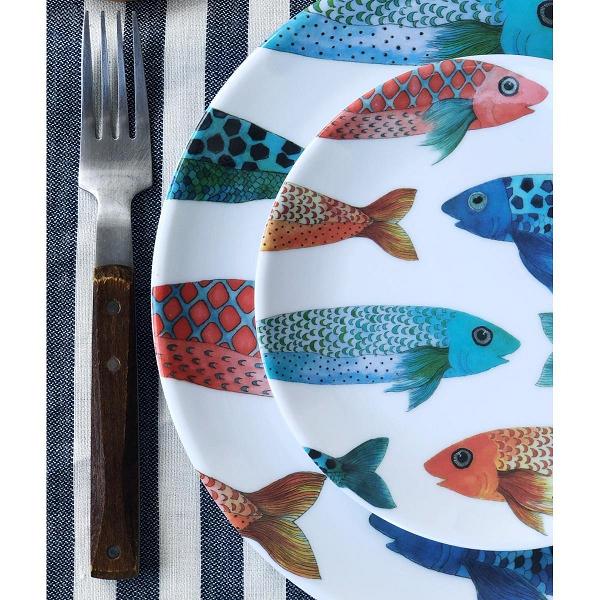 Fern&Co Bleu Blanc Collection Büyük Tabak 4 Lü Set