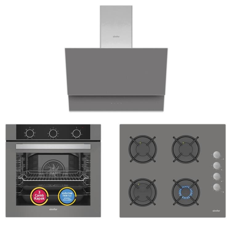 Simfer 3426 İnox Gri 34 LT Statik Mini / Midi Fırın - 4 Fonksiyon, Programlanabilir Pişirme & Isı Kontrol
