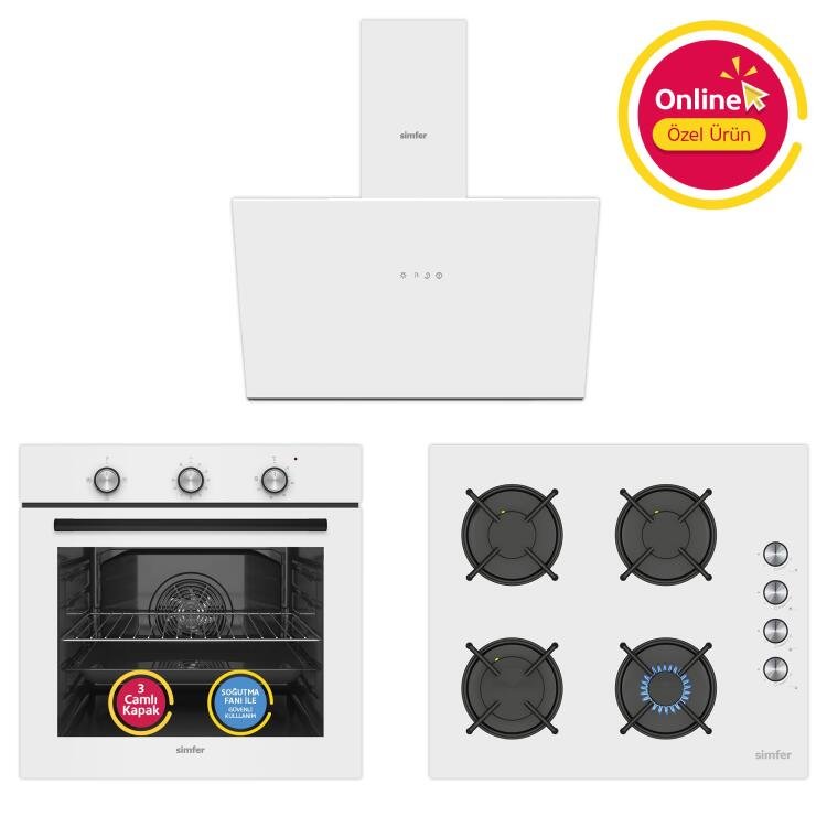 Simfer 8217 10 Fonksiyon Airfry Gri Cam Ankastre Fırın Dijital