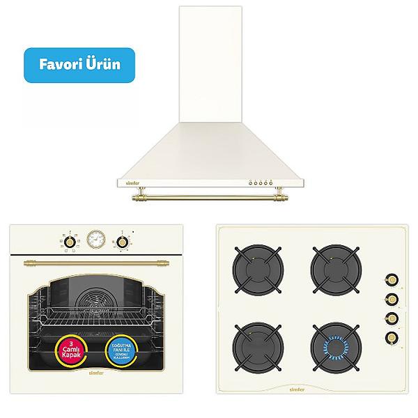 Simfer 8209 9 Fonksiyon QS Beyaz Cam Ankastre Fırın Power Turbo Dijital