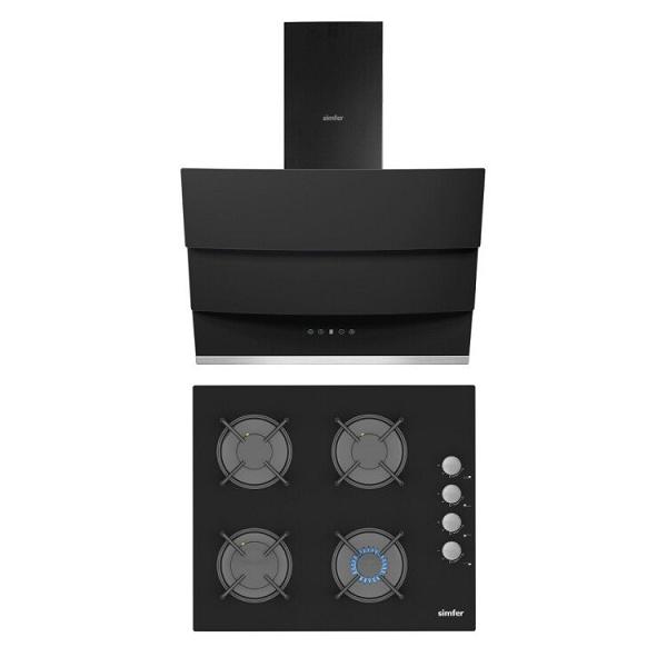 Simfer Siyah Cam Ankastre Set (3500 Ocak + 8678 Davlumbaz)