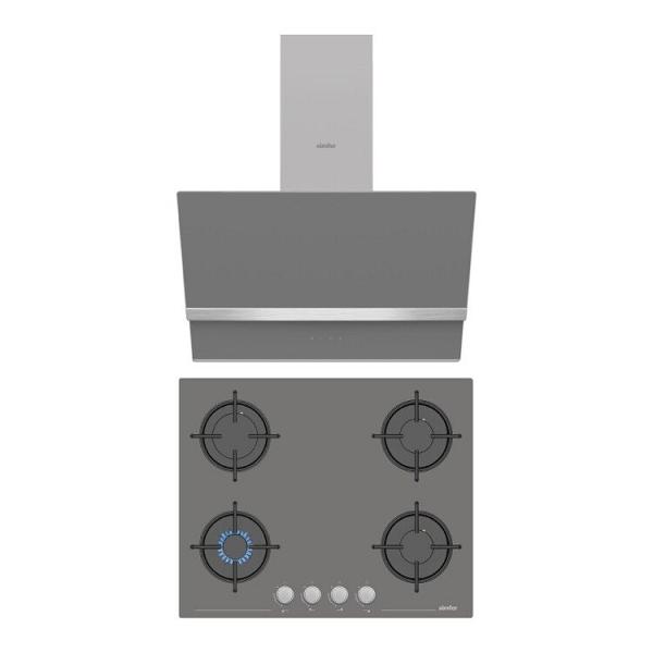 Simfer Steam Gri 2'li Cam Ankastre Set (3656 Ocak + 8740 Davlumbaz)