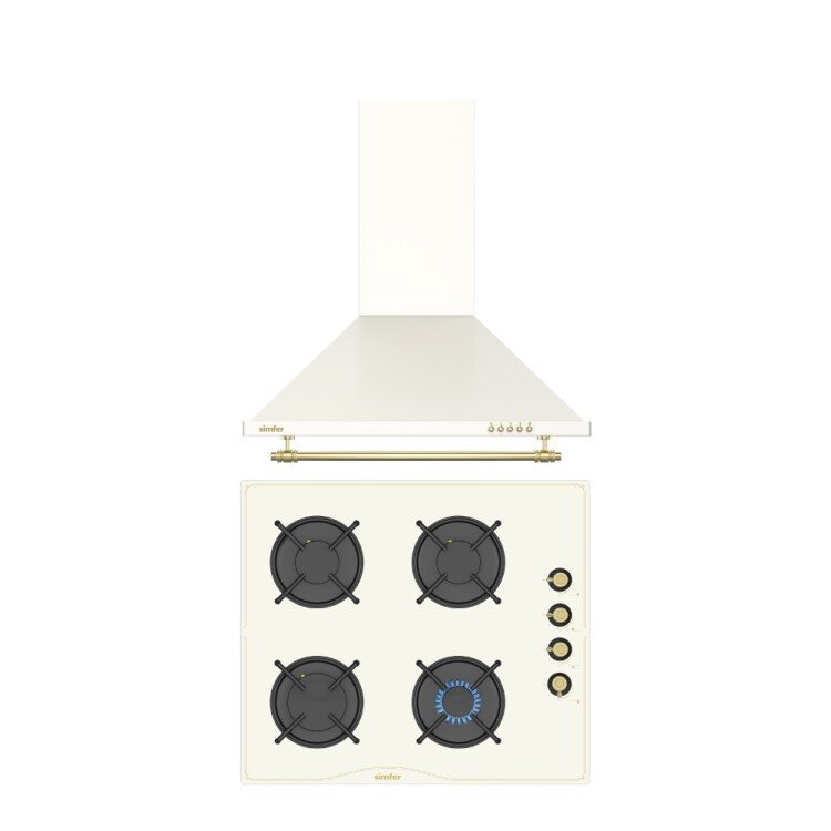 Simfer Retro Bej 2'li Cam Ankastre Set (3326 Ocak + 8716 Davlumbaz)