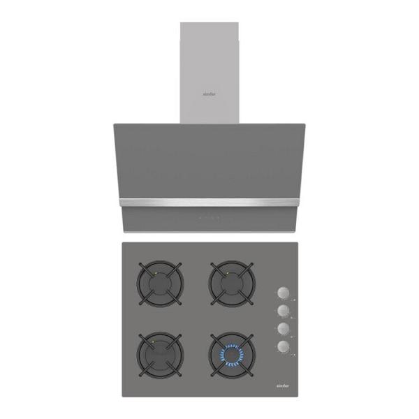 Simfer Gri 2'li Cam Ankastre Set (3538 Ocak + 8740 Davlumbaz)