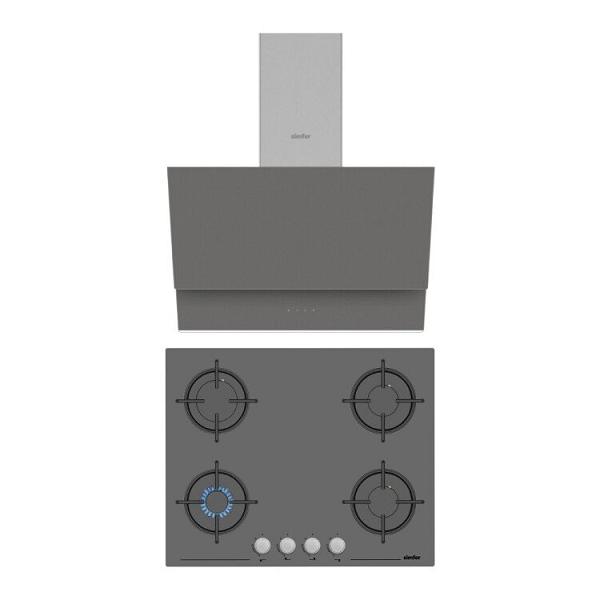 Simfer Trend Silver 2'li Cam Ankastre Set (Ocak + Davlumbaz)