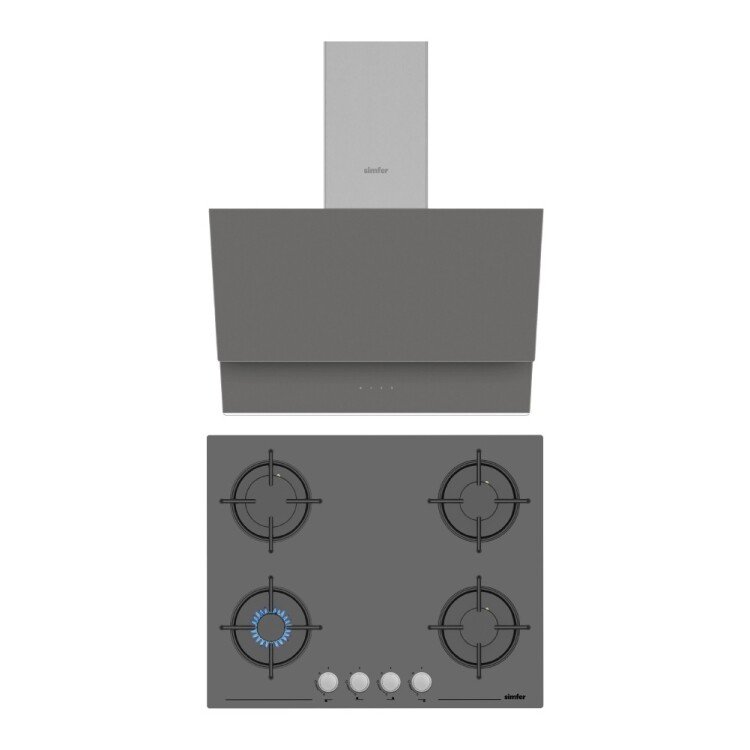 Simfer Trend Silver 2'li Cam Ankastre Set (Ocak + Davlumbaz)