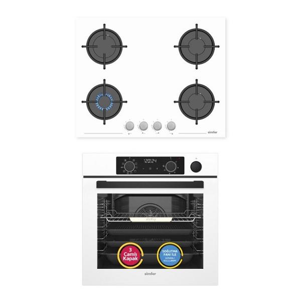 Simfer 11 Fonksiyon Steam Master Beyaz 2'li Ankastre Set (8245 Fırın + 3654 Ocak)