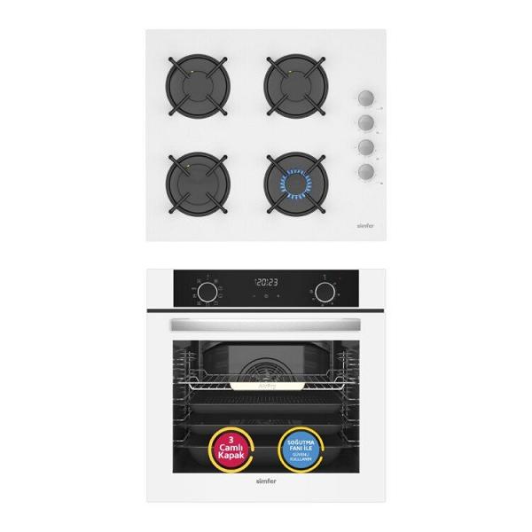 Simfer 10 Fonksiyon Airfry Beyaz 2'li Ankastre Set (8216 Fırın + 3507 Ocak)