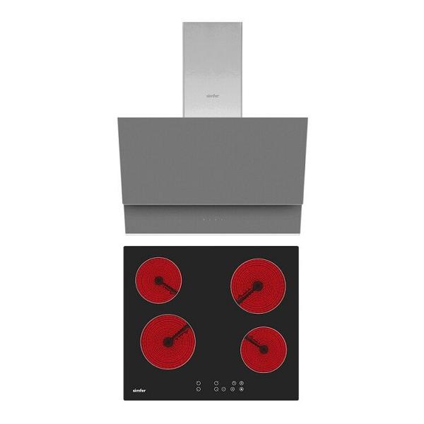 Simfer QS Gri Elektrikli 2'li Ankastre Set (Elektirikli Ocak + Davlumbaz)