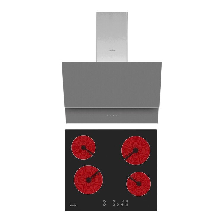 Simfer QS Gri Elektrikli 2'li Ankastre Set (Elektirikli Ocak + Davlumbaz)