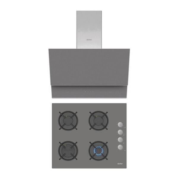 Simfer QS Gri 2'li Cam Ankastre Set (3538 Ocak + 8736 Davlumbaz)