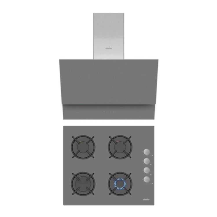 Simfer QS Gri 2'li Cam Ankastre Set (3538 Ocak + 8736 Davlumbaz)